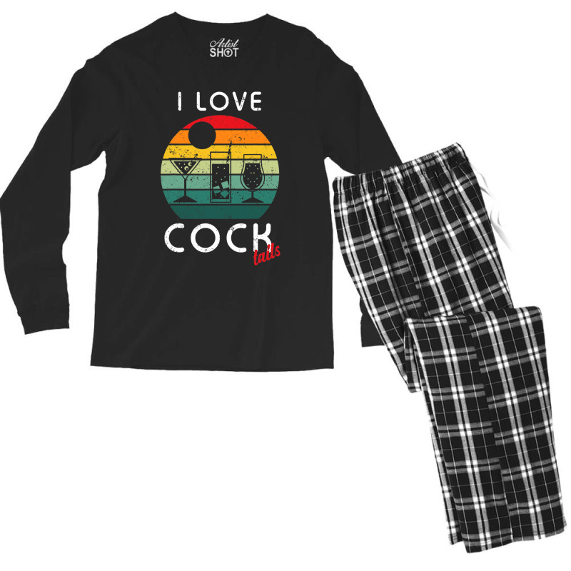 Retro I Love Cocktails Funny Adult Drinking Humor Pun Men's Long Sleeve Pajama Set by cm-arts | Artistshot