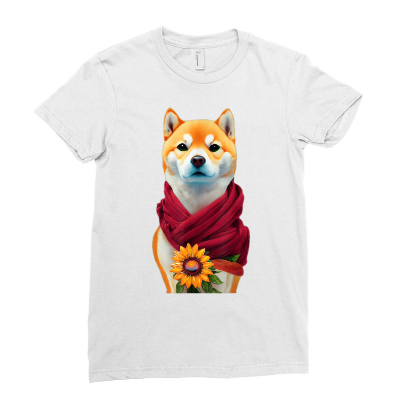 Flower Shiba Inu Ready To Moon Japanese American Aesthetic T Shirt Ladies Fitted T-Shirt by cm-arts | Artistshot