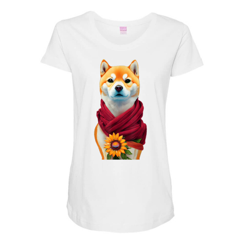 Flower Shiba Inu Ready To Moon Japanese American Aesthetic T Shirt Maternity Scoop Neck T-shirt by cm-arts | Artistshot