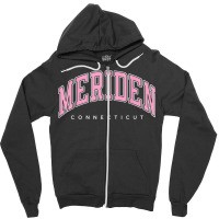 Meriden Connecticut Ct Varsity Style Pink Text Zipper Hoodie | Artistshot