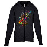 Musical Instrument Musician Music Rainbow Electric Guitar Youth Zipper Hoodie | Artistshot