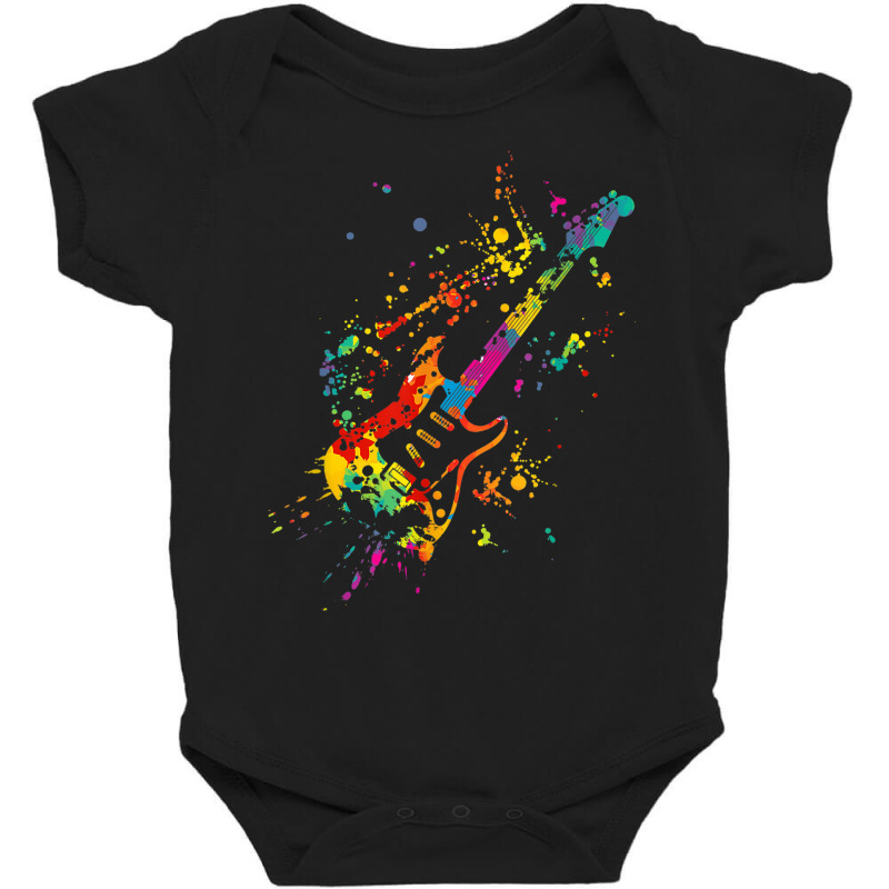 Musical Instrument Musician Music Rainbow Electric Guitar Baby Bodysuit by August | Artistshot