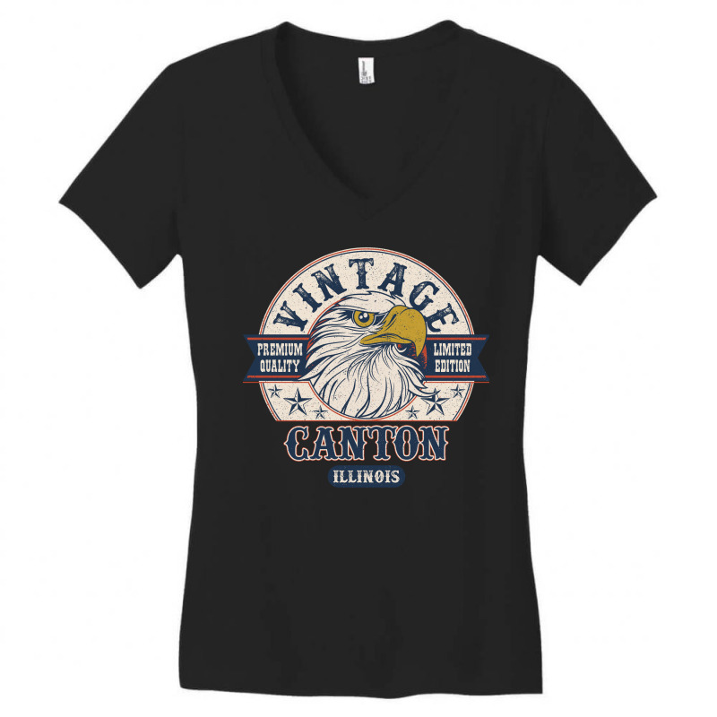 Retro Bald Eagle Canton Illinois Vintage Limited Edition Women's V-neck T-shirt | Artistshot