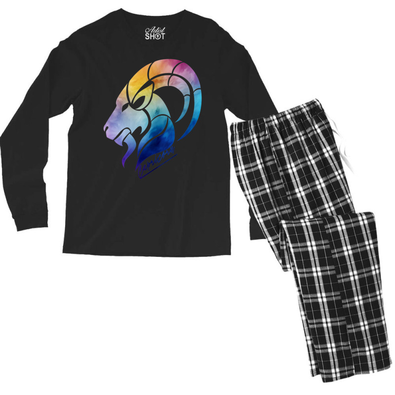 Womens Capricorn Zodiac Sign Horoscope Capricorn Symbol Colorful V Nec Men's Long Sleeve Pajama Set | Artistshot