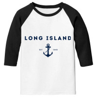 Long Island New York Est 1640 Raglan Baseball Tee Youth 3/4 Sleeve | Artistshot