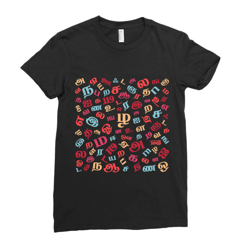 Tamil Alphabets Pattern Ladies Fitted T-Shirt by TERESALIRES | Artistshot