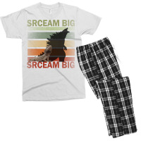 Scream Big. Lucky Lizard With Dinosaur Shadow For Pet Lover Long Sleev Men's T-shirt Pajama Set | Artistshot