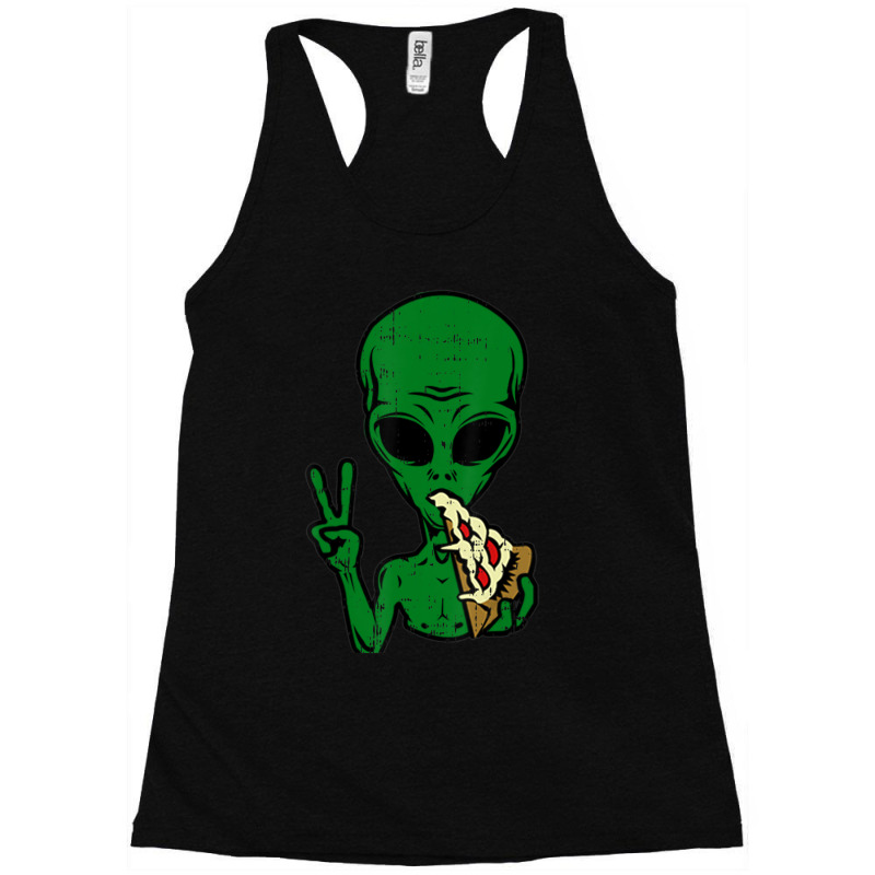 Alien Pizza Eating Peace Space Area-51 Halloween Racerback Tank by Min03 | Artistshot