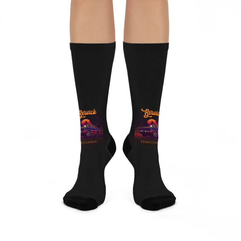 Berwick Pennsylvania Retro Vintage 80s 90s Muscle Cars Retrowave Aesth Crew Socks | Artistshot