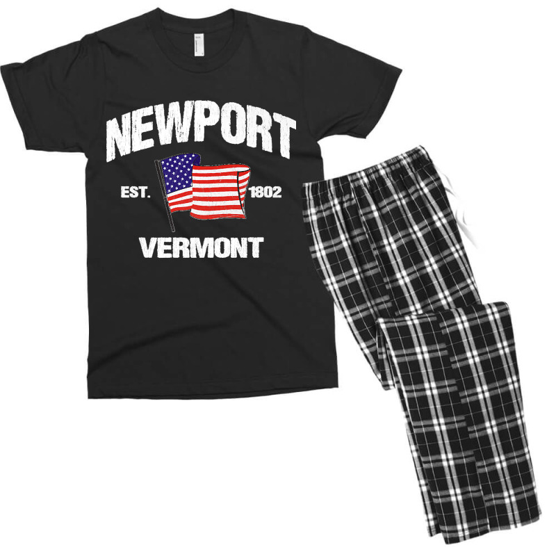 Newport Vermont Vt Usa Stars & Stripes Vintage Style Premium Men's T-shirt Pajama Set | Artistshot