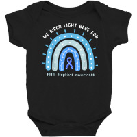 We Wear Light Blue For Pitt Hopkins Syndrome Rainbow T Shirt Baby Bodysuit | Artistshot