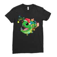 Anglerfish Lighting Xmas Tree Matching Anglerfish Christmas Ladies Fitted T-shirt | Artistshot