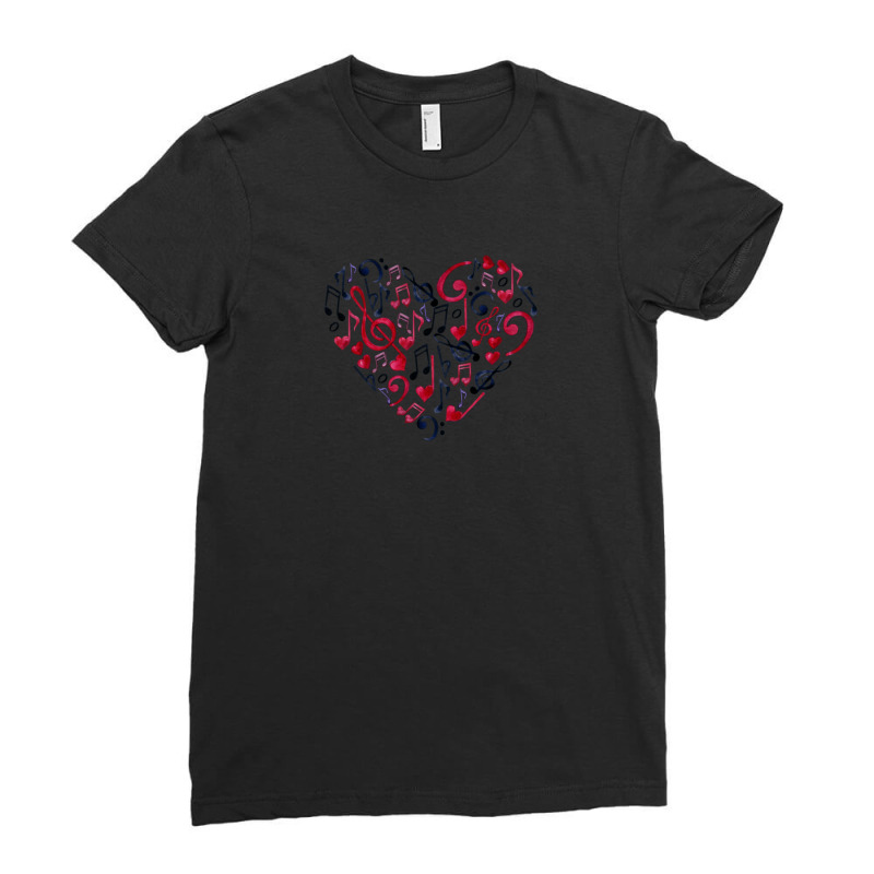 Musical Notes Heart Ladies Fitted T-Shirt by cm-arts | Artistshot