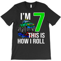 Kids Monster Truck 7th Birthday 7 Year Old Birthday Party T-shirt | Artistshot