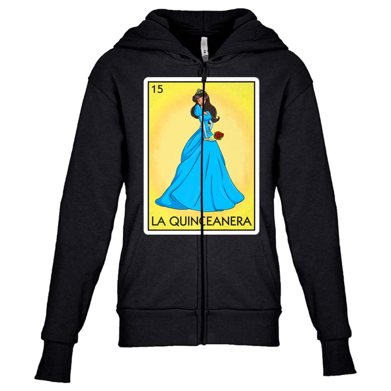 La Quinceanera Card Mexican Lottery Card La Quinceanera Premium T Shir Youth Zipper Hoodie by cm-arts | Artistshot