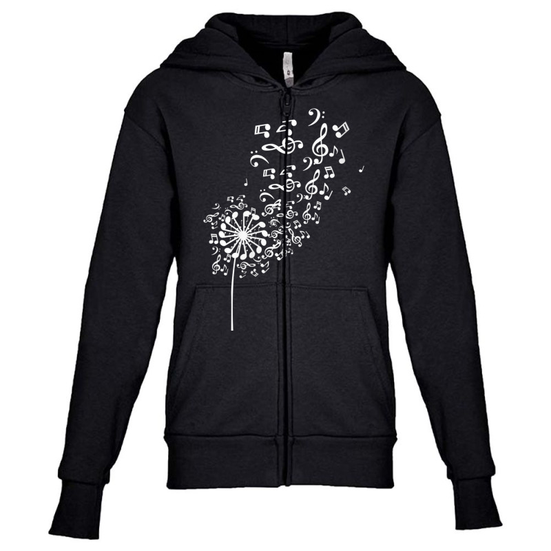 Womens Dandelion Musical Notes Meadow Nature Flower V Neck T Shirt Youth Zipper Hoodie by cm-arts | Artistshot