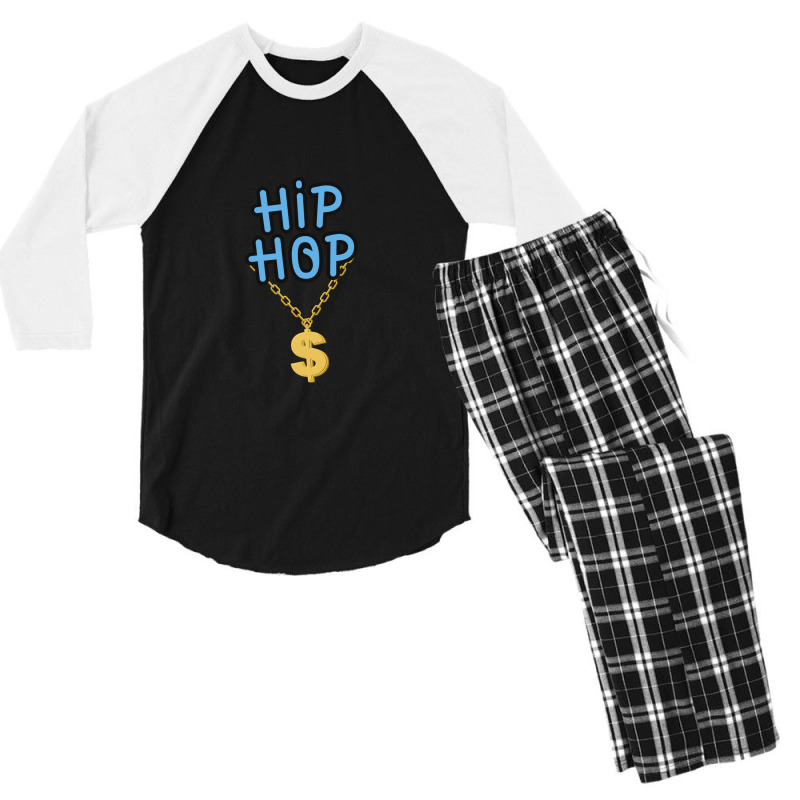 Hip Hop Rap Gangster Rap Break Dance Music Lovers Gold Chains 1 Men's 3/4 Sleeve Pajama Set | Artistshot