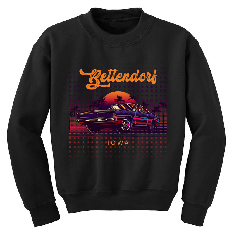 Bettendorf Iowa Retro Vintage 80s 90s Muscle Cars Retrowave Aesthetic Youth Sweatshirt by pancakespienova | Artistshot