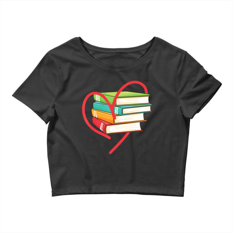 I Love Reading Heart Love Books Library Bookworm Crop Top by cm-arts | Artistshot