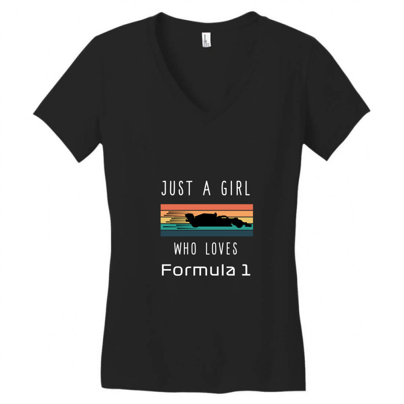 Just A Girl Who Loves Formula One Rainbow Design (light Version) Women's V-Neck T-Shirt by HeatherThomas | Artistshot