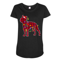 Boston Terrier Dog Lights Christmas Matching Family T Shirt Maternity Scoop Neck T-shirt | Artistshot