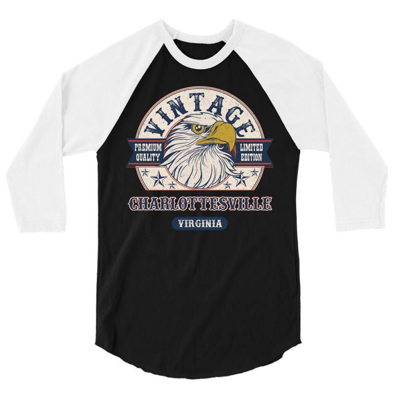 Retro Bald Eagle Charlottesville Virginia Vintage Limited Edition 3/4 Sleeve Shirt | Artistshot