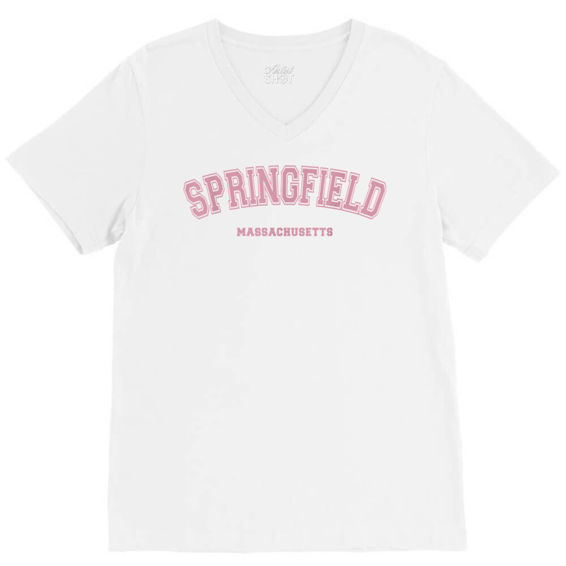 Pink Springfield Massachusetts Ma Varsity Style Springfield T Shirt V-neck Tee | Artistshot