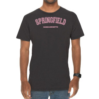 Pink Springfield Massachusetts Ma Varsity Style Springfield T Shirt Vintage T-shirt | Artistshot