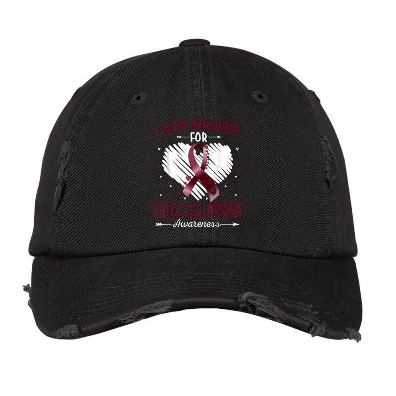 I Wear Burgundy For Sickle Cell Anemia Awareness Ribbon Vintage Cap by Sombre | Artistshot