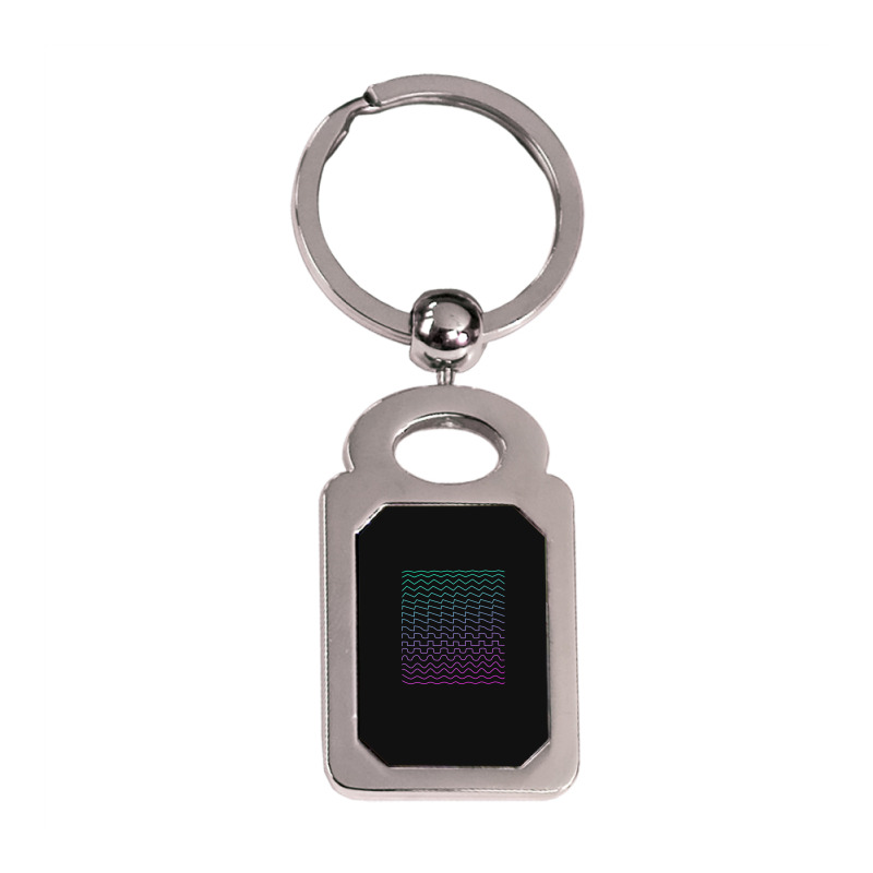 Synthesizer Waveforms Silver Rectangle Keychain | Artistshot