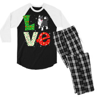 Santa Hat Christmas Themed Love Alaskan Malamute Dog Xmas T Shirt Men's 3/4 Sleeve Pajama Set | Artistshot