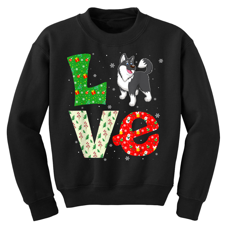 Santa Hat Christmas Themed Love Alaskan Malamute Dog Xmas T Shirt Youth Sweatshirt | Artistshot