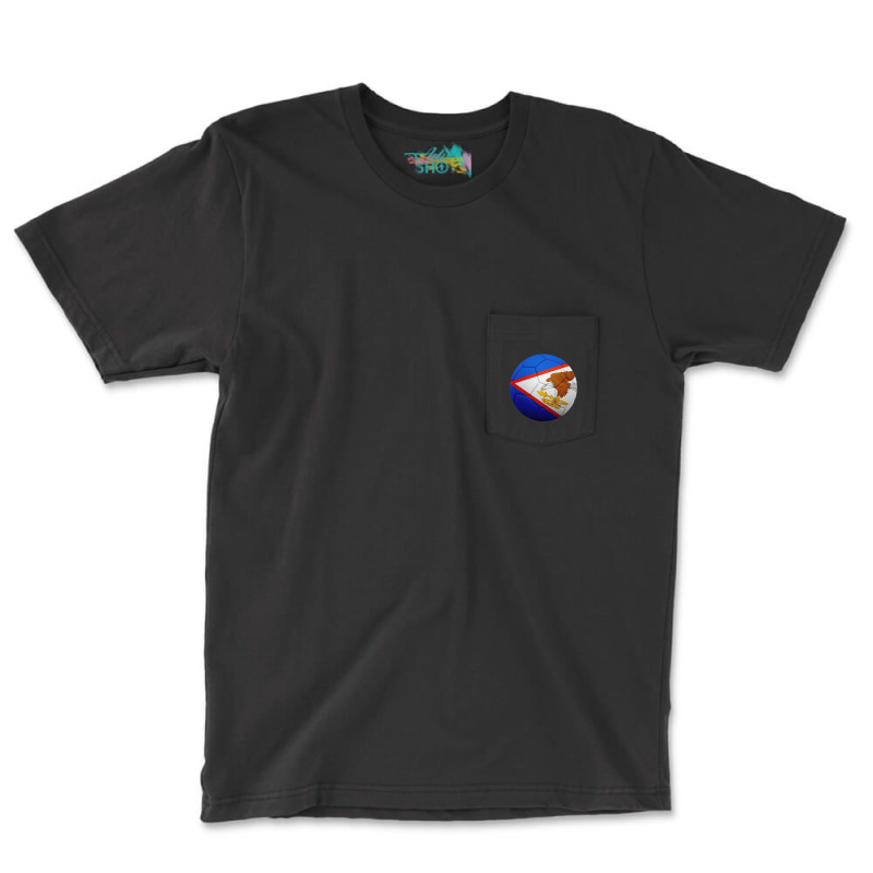 Football Soccer American Samoa Flag Ball American Samoan Flag Football Pocket T-Shirt by CharlieFairchild | Artistshot