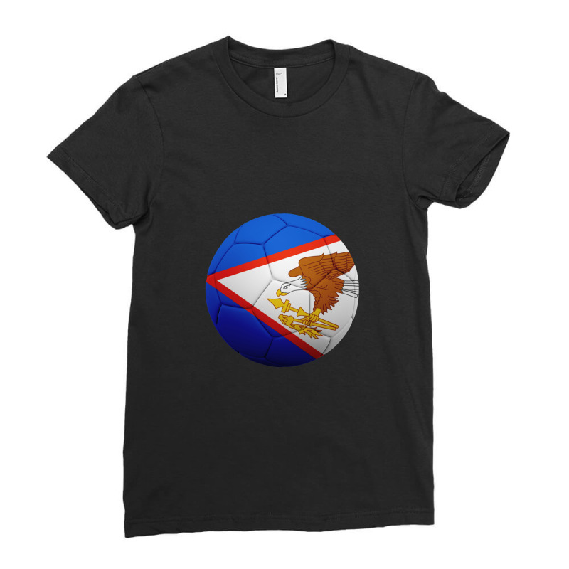 Football Soccer American Samoa Flag Ball American Samoan Flag Football Ladies Fitted T-Shirt by CharlieFairchild | Artistshot