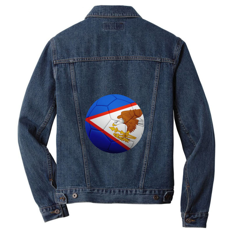 Football Soccer American Samoa Flag Ball American Samoan Flag Football Men Denim Jacket by CharlieFairchild | Artistshot