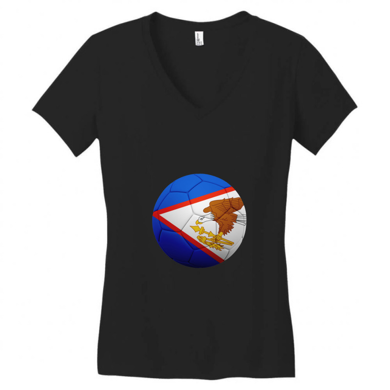 Football Soccer American Samoa Flag Ball American Samoan Flag Football Women's V-Neck T-Shirt by CharlieFairchild | Artistshot