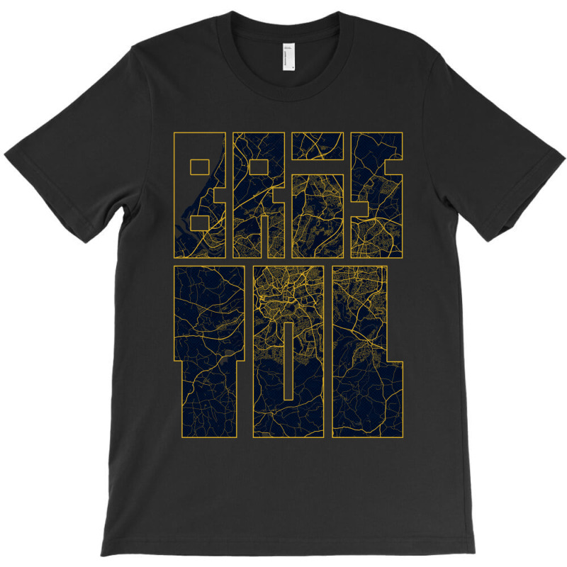 Bristol City Map Of England - Gold Art Deco T-Shirt by THOMASRAFFERTY | Artistshot