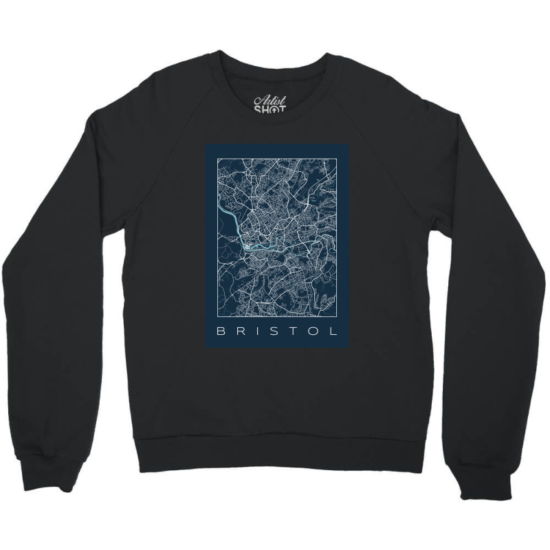 Bristol City Navy Map Crewneck Sweatshirt by THOMASRAFFERTY | Artistshot