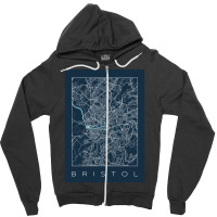 Bristol City Navy Map Zipper Hoodie | Artistshot