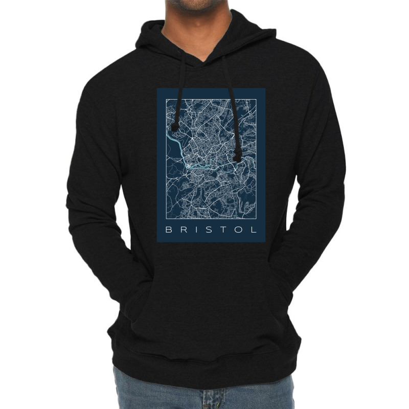 Bristol City Navy Map Lightweight Hoodie by THOMASRAFFERTY | Artistshot