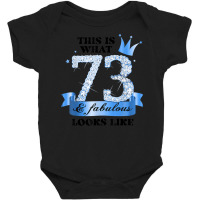 73 & Fabulous I Blue White Party Group Candid Photo Outfit Baby Bodysuit | Artistshot