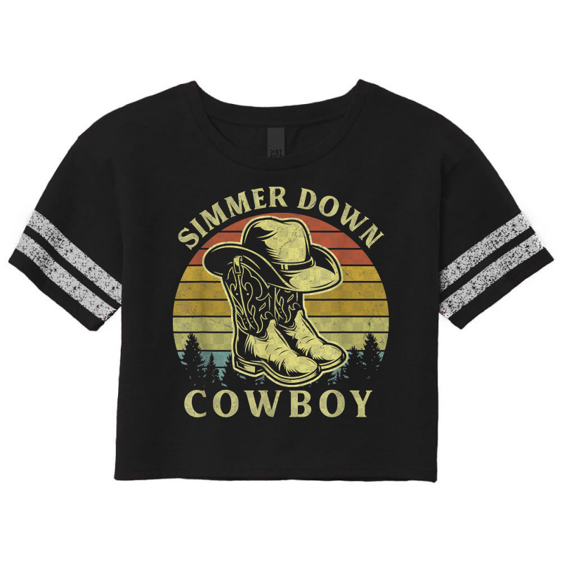 Simmer Down Cowboy Vintage Cowboy Hat Country Music T Shirt Scorecard Crop Tee | Artistshot