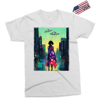 Japanese Girl Walks Cyberpunk City Ufo Futuristic Costume T Shirt Exclusive T-shirt | Artistshot