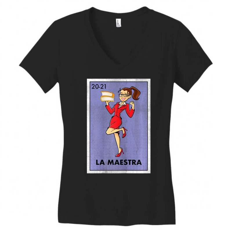 Womens La Maestra Lottery Espanol Spanish Bilingual Teacher Women's V-Neck T-Shirt by cm-arts | Artistshot