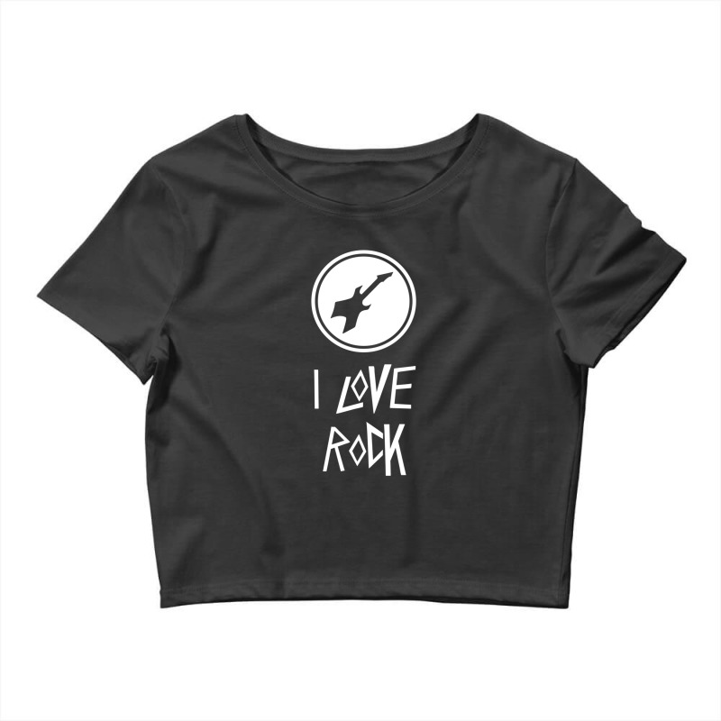 I Love Rock Music Guitar Lover Vintage Retro Novelty Graphic 1 Crop Top by RobertVanHorn | Artistshot