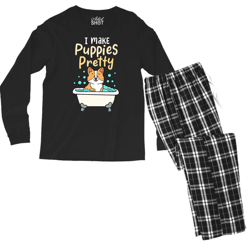 I Make Puppies Pretty Fur Artist Dog Groomer Men's Long Sleeve Pajama Set | Artistshot