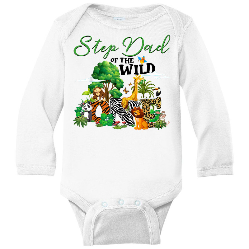 Step Dad Of The Wild One Zoo Birthday Safari Jungle Animal T Shirt Long Sleeve Baby Bodysuit by cm-arts | Artistshot