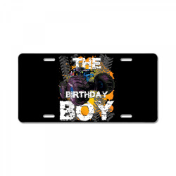 the birthday boy monster truck matching family party t shirt License Plate | Artistshot