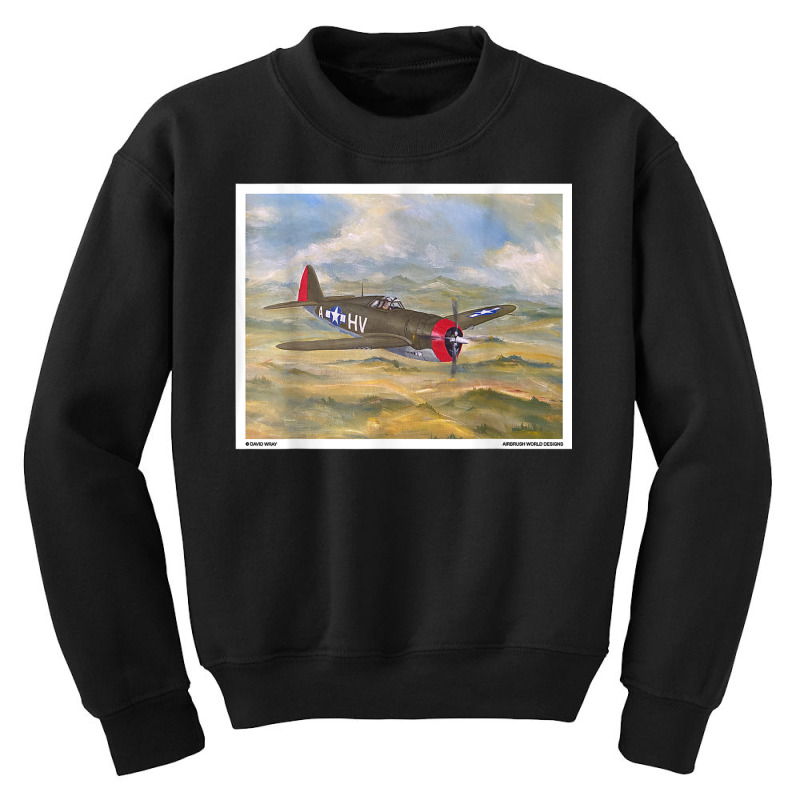 P47 Thunderbolt Ww2 Plane Painting Military Novelty Gift T Shirt Youth Sweatshirt | Artistshot