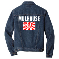 Mulhouse Flag National France Pride Gift Men Denim Jacket | Artistshot